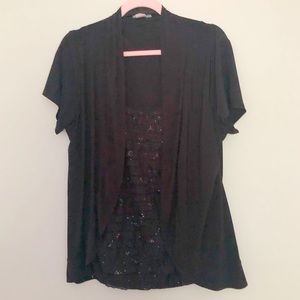 👚 2-in-1 Piece Black Shirt And Cardigan 1x